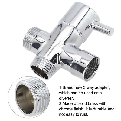 Faucet Diverter Valve G1/2 In 3 Way Brass Shower Head Diverter Valve T-Adapter Converter Chrome Shower Spray Nozzle Converter