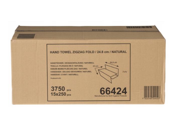 Tork 66424 3750 Pieces, 15X250 Towels, Natural Brown, Zz Fold, Recycled Paper, Efficient, H3 System