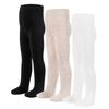 LOLANTA Kids' Thick Knit Tights with Feet, 3-Pair Set, Black and White, Apricot, Ages 3-5