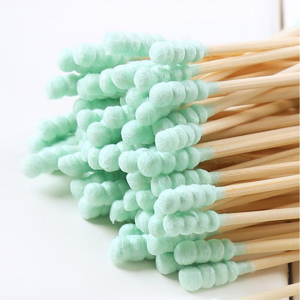 Confezione da 100 pezzi Tampone di cotone a doppia punta Donne Trucco Cotoni per pulizia naso orecchie Cura della salute