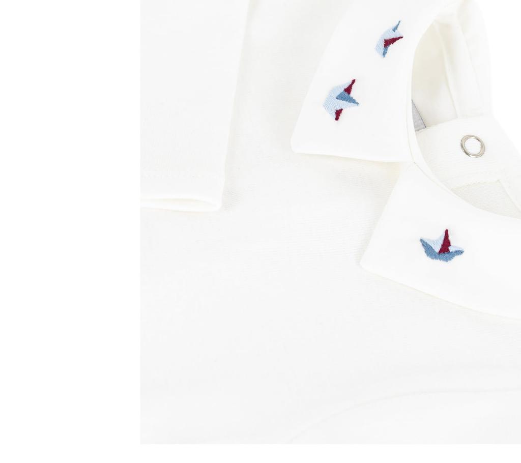 Petit Bateau Collared Long Sleeve Bodysuit A0DXB 74cm Off-White 12-Month
