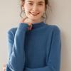 Women's Cashmere Rolled Hem Turtleneck Sweater: Pure, Double-Ply, Thick Knit, Short, Loose, Versatile Base Layer