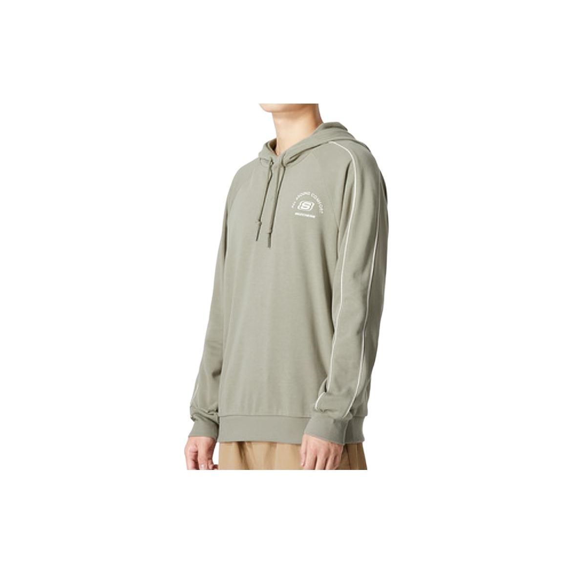 Skechers Colorful Casual Series Hooded Raglan Long Sleeve Sweatshirt Men sweatshirt Light-Green L322M007-02BV S