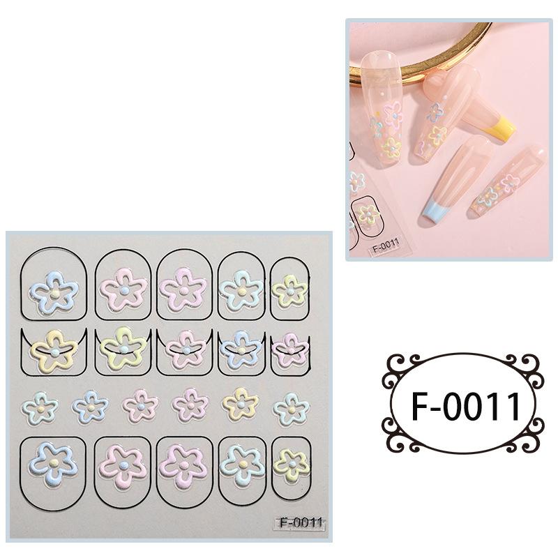 Neue Cartoon Nagelkunst Aufkleber Geprägte 3D Niedliche Kleine Frische Blumen Wasserdichte Nagelaufkleber