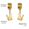 Cute Cat Kitten Heart Drop Earrings for Women Girls Stainless Steel Gold Color Hoop Earring Fashion Jewelry Gifts for Pet Lover