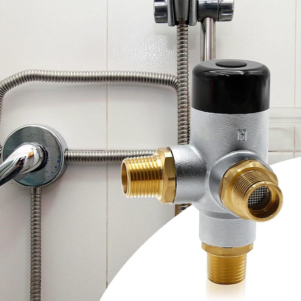 Brass Thermostatic Valve 1/2Inch 3 Way Control Temperature Regulation Thermostatic Mixing Valve For RV Water Heaters Temperature