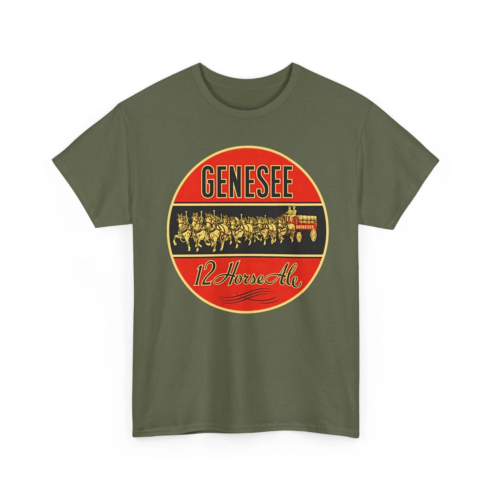 Genesee 12 Horse Ale Beer Draft Wagon Rochester NY Beer Retro Breweriana T-Sirt L