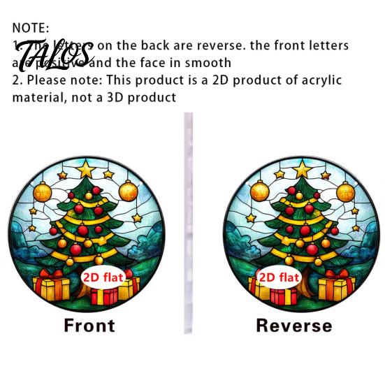 Stained Glass Style Holiday Decor Christmas Hanging Pendant, Acrylic Santa Claus Plants Ornaments with Lanyard Decorative for Xmas Tree Decoration,