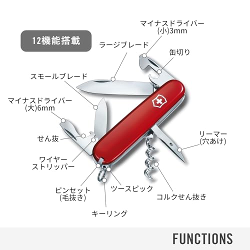 VICTORINOX Spartan Rot Schweizer Taschenmesser Multifunktionsmesser Outdoor Katastrophenschutzartikel Flaschenöffner mit Schlitzschraubendreher Ausgestattet mit einem