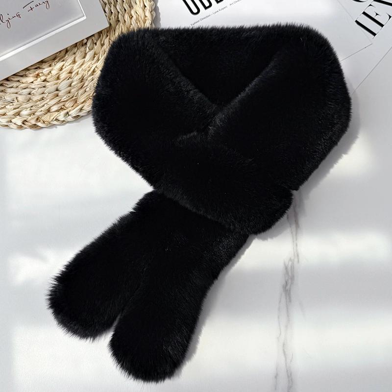 

Otter Rabbit Fur Straw Scarf Women s Winter Warm Neck Guard Versatile Cute Cute Scarf Thickened Real Wool Neck Cover 70cmx9cm чёрный