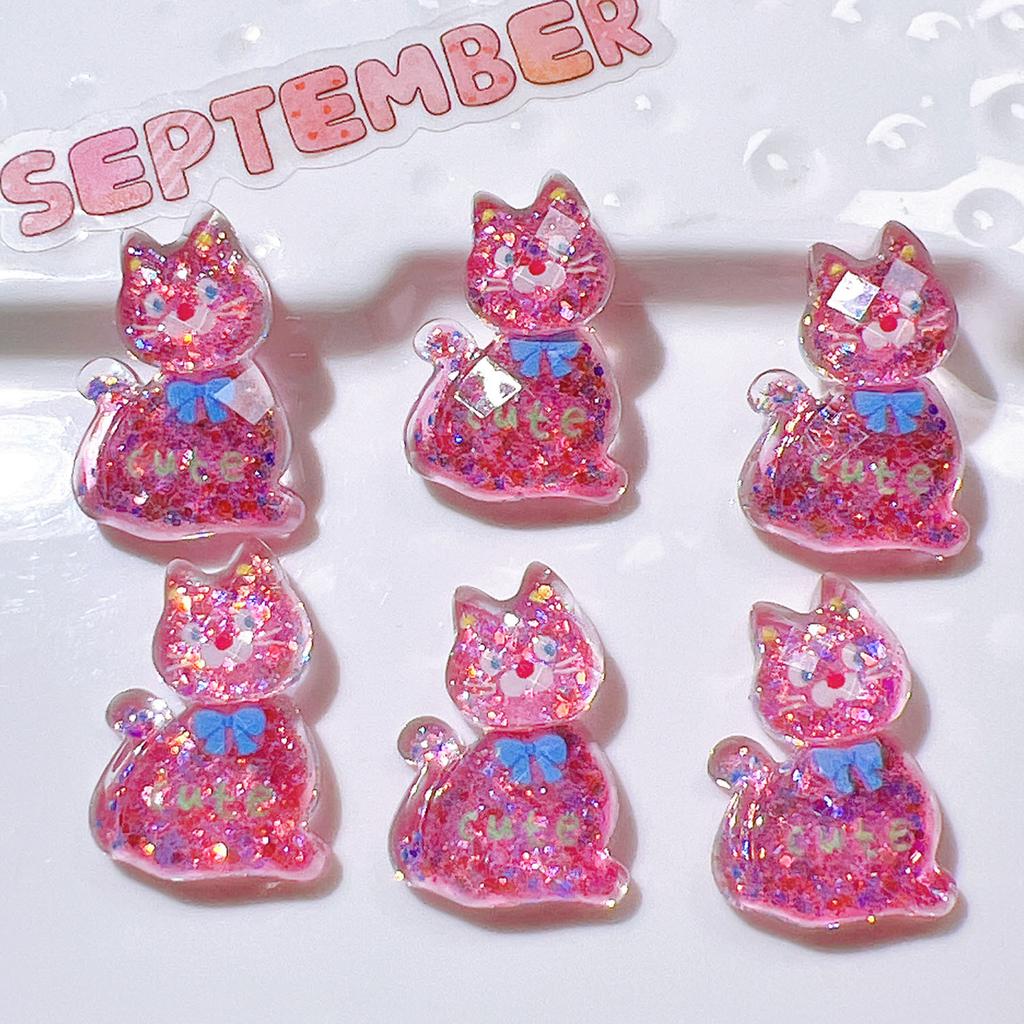 10PCS New Resin Cute Cartoon Shining Cat Series Flat Back Cabochon Home Decor DIY Scrapbook Crafts Jewelry Accessories