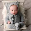 Newborn Plush Bear Photoshoot Costume Set Baby Bear Footed Jumpsuit and Hat for Photography
