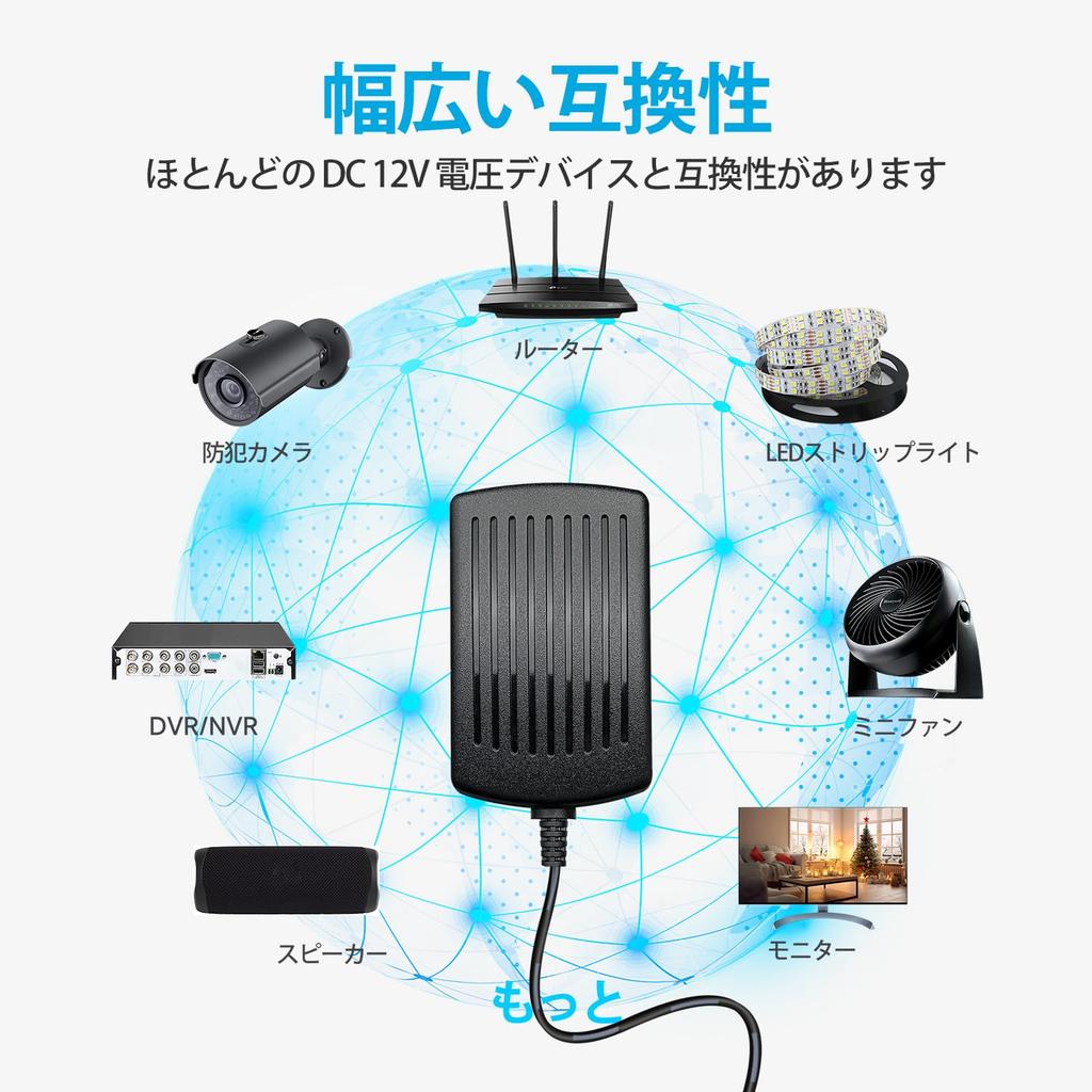 Certified ANLINK 12V Power AC To DC 12V 36W Wall Center Stable and Flexible Use with 20AWG Long Cable [PSE Product] 3A/3000mA Adapter, 100-240V