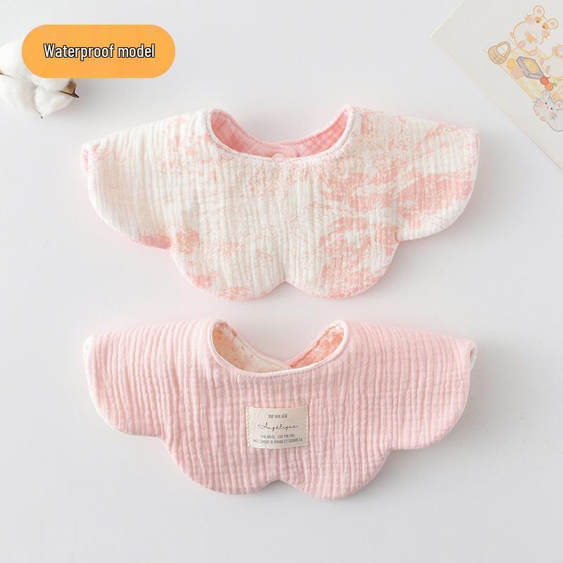 Dwustronny, wodoodporny śliniaczek dla niemowląt w stylu koreańskim z płatkami, wykonany w 100% z gazy bawełnianej