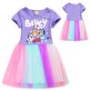 Bluey Bingo Dog Cartoon Kids Girls TUTU Rainbow Party Dress Dresses