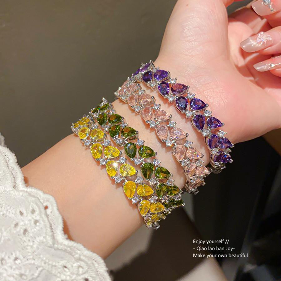 Doppellagiges Zirkon Wassertropfen Schmuckarmband im femininen Stil für den täglichen Gebrauch