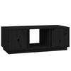 Coffee Table - MAISON EXCLUSIVE - 110 X 50 X 40 Cm - Black - Solid Pine - 3 Compartments, 2 Doors