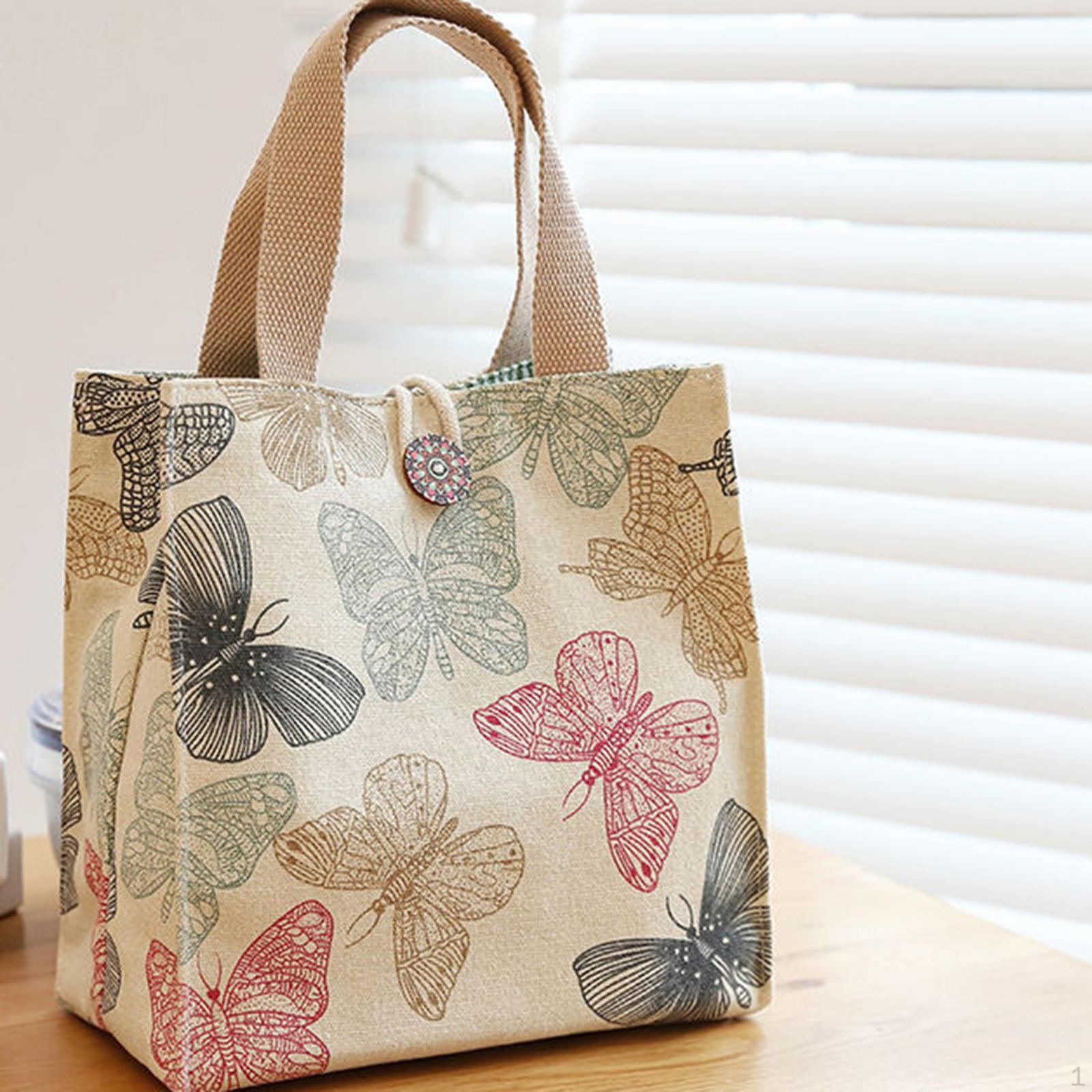 Холщовая сумка-тоут, модная, симпатичная, сумка для обеда, для кемпинга, путешествий на открытом воздухе Butterfly