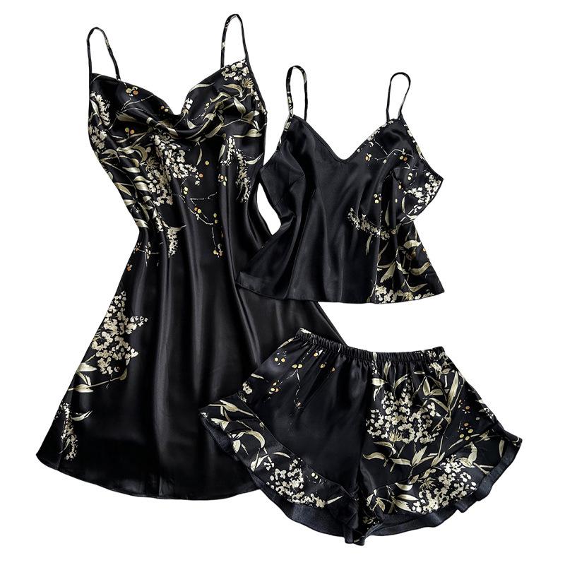European-Style Silk Imitation Backless Slip Dress - Women's Summer Nightgown