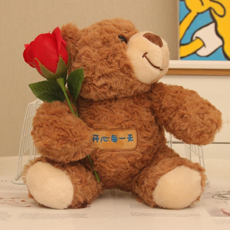New Flower Gift Bear Doll Teddy Bear Plush Toy Cute Bed Holding Sleeping Bear Doll Girl