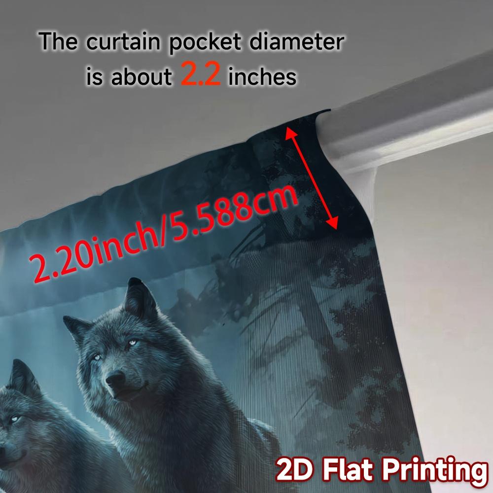 Set Of 2 Contemporary Flat Printing Curtains Without Rod Moonlit Wolves Modern Versatile Polyester Curtain