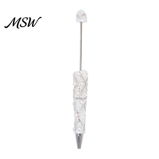 Creative Gifts for Sisters DIY Beadable Pen, Bling Rhinestones And Faux Pearls Beaded Decorative Stationery Students Black Ink Ballpoint Pen