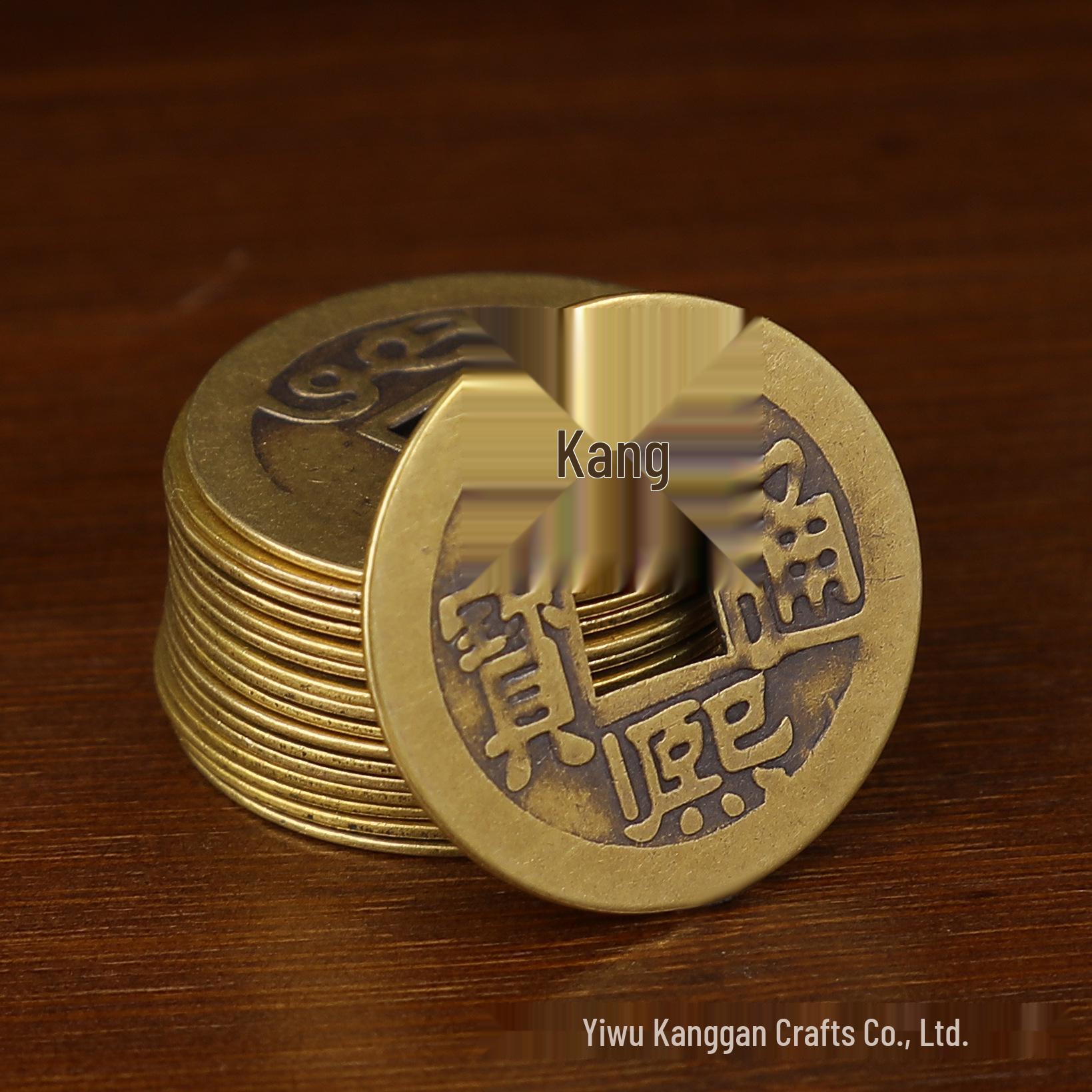 Antique Qing Dynasty Five Emperors Copper Coins: Shunzhi, Kangxi, Qianlong, Jiaqing, Pure Brass.