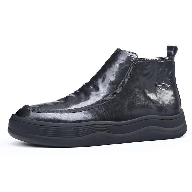 2025 autumn and winter high-end men's cotton shoes are comfortable and casual, velvet high-top men's shoes are versatile and short boots are trendy