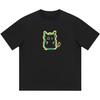 Simple Cat Crew Neck Cotton Loose Style Printed T-Shirts, Suitable for S-3XL Black XXXL