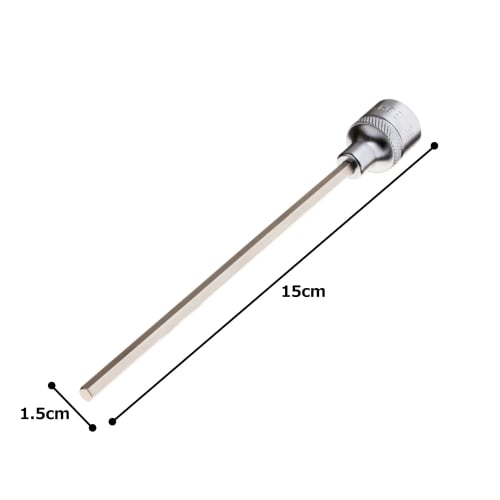 TONE Extra Long Hexagonal Socket, 3H-04L150, 9.5mm (3/8") Drive, 4mm Width
