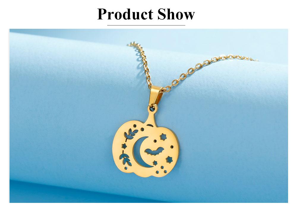 Cazador Halloween Pumpkin Bat Moon Necklace for Women Stainless Steel Pendant Chain Necklace Jewelry Party Gift 2026 Wholesale
