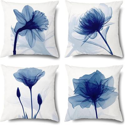 Blaue Blumenschatten, Einfache Kunst - Stil KissenbezügeSchlafzimmer Sofa Dekorative Kissenhülle mit Reißverschluss Kissenbezug