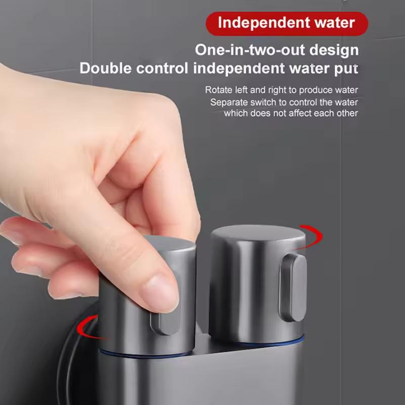 HLK New High Quality Brass Wall-Mounted One in Two Out Shattaf Bidet Sprayer for Toilet and Kitchen High Pressure Hand Bidet