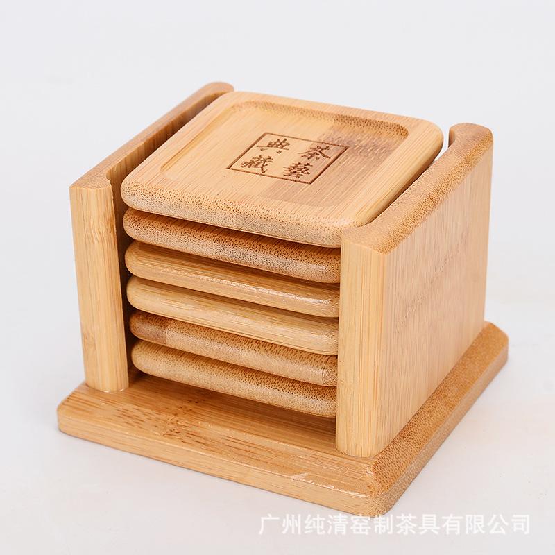 6PCS Round Shape Bamboo Coaster Cup Rest   for Glass Cups Tea Cup Coffe Mug Bottle Water Holder Natural Home Decor