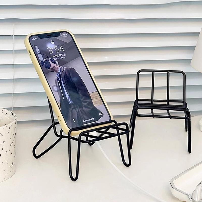 Small Chair Design Iron Mobile Phone Holder Racks Stand Simple Student Creative Desktop Ornaments Home Accessories