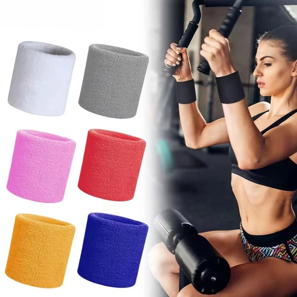 2Pcs 10x8cm Multi-Color Sports Wristbands Absorbent Sweatbands for Basketball Tennis Gym Wrist Support Towel Protector Bracelet