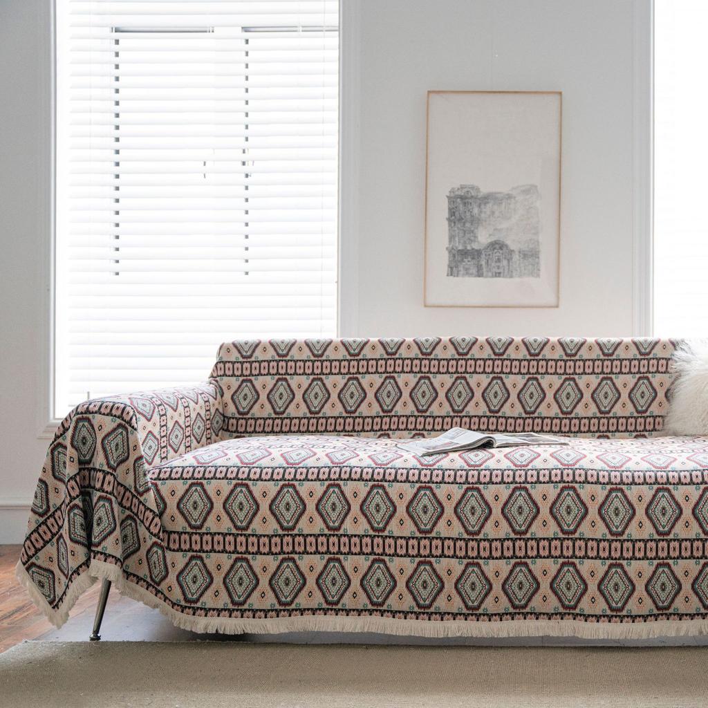 Sofa Towel Anti-cat Scratch Blue Flower Jacquard Thick Retro