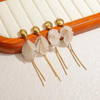 18k Gold Long Tassel Earrings for Women - Stainless Steel, Fashionable Simple Titanium Steel Design, High-End Niche Style.