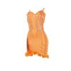 CQK2601 European-American Sexy Feather Dress with Rhinestones