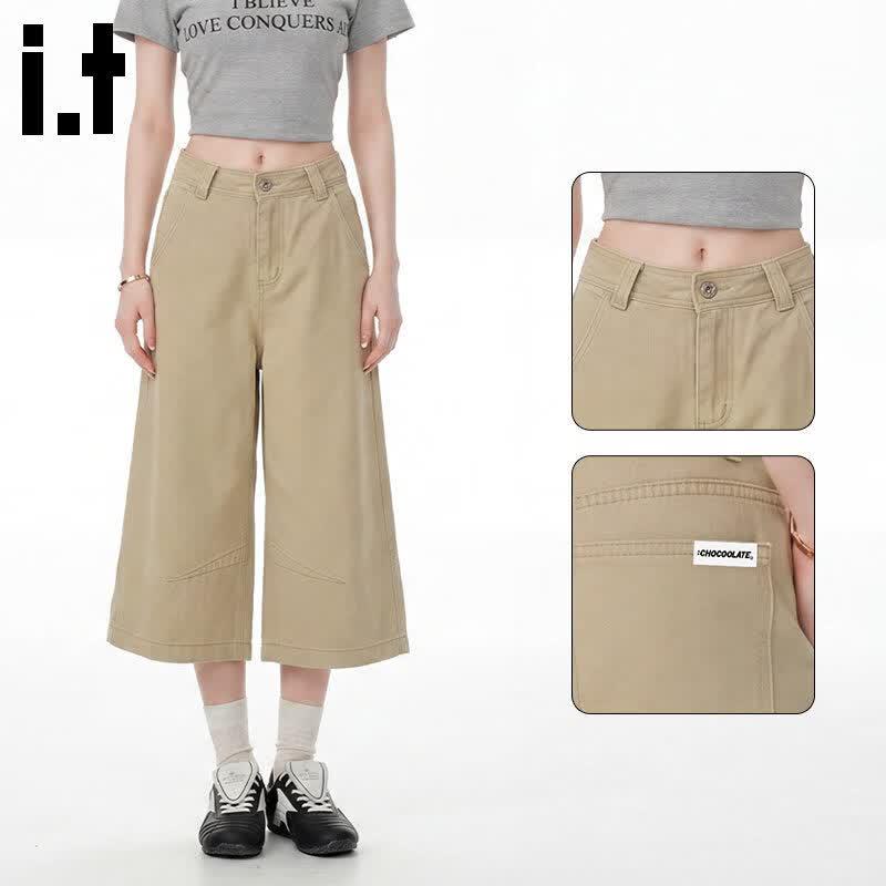CHOCOOLATEit Women s High-Waisted Wide-Leg Capri Pants XL хаки