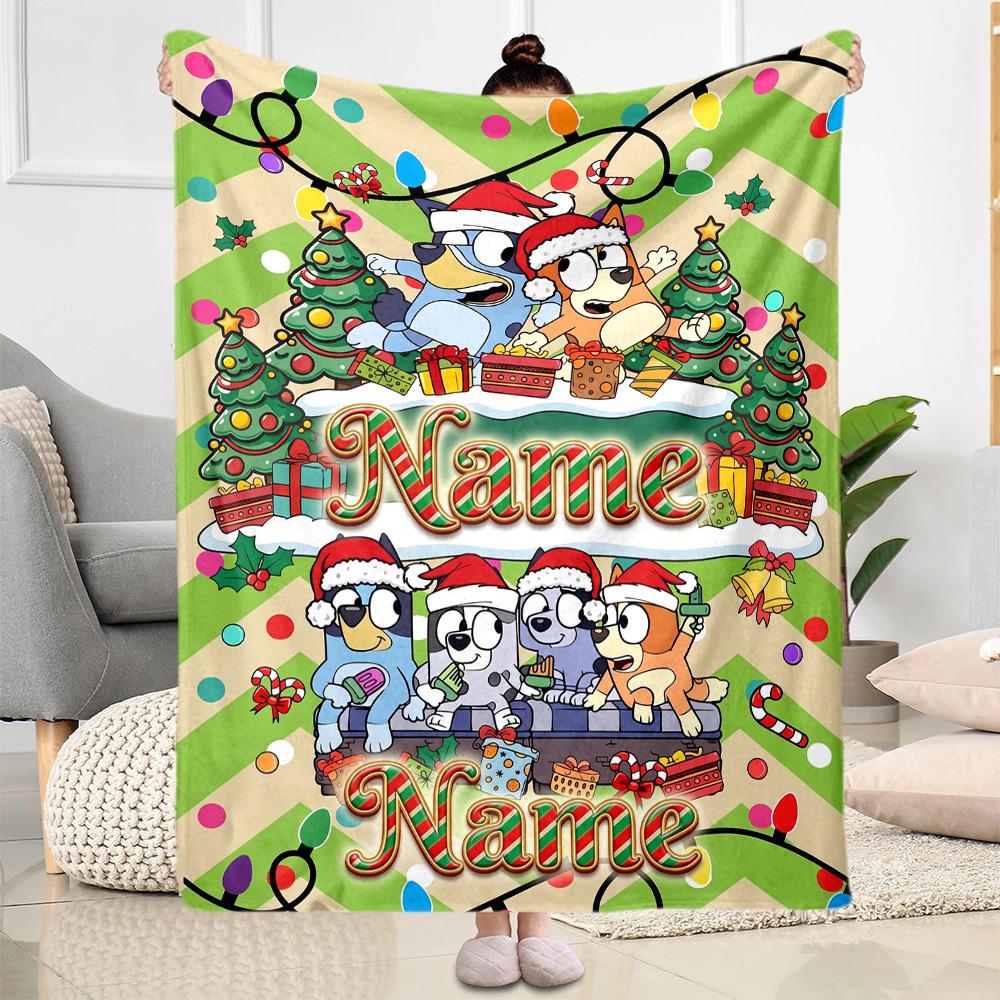 Christmas Joyful Gathering Customize Your Name Blanket Throw Personalized Blanket Durable Comfort Perfect for Nap Office Chair Bed for All Occasions