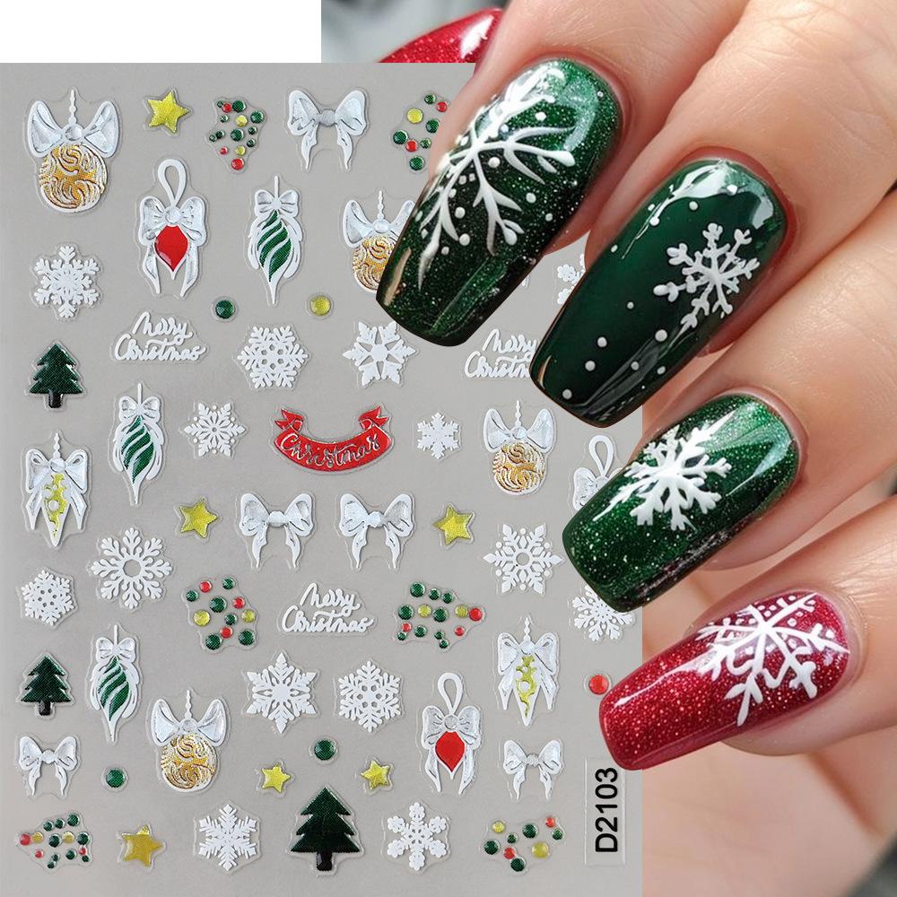 1/3/5pcs New Cartoon Christmas DIY Nail Art Decorations Manicure Nail Decals Fake Nails Self-Adhesive Sticker Accesories