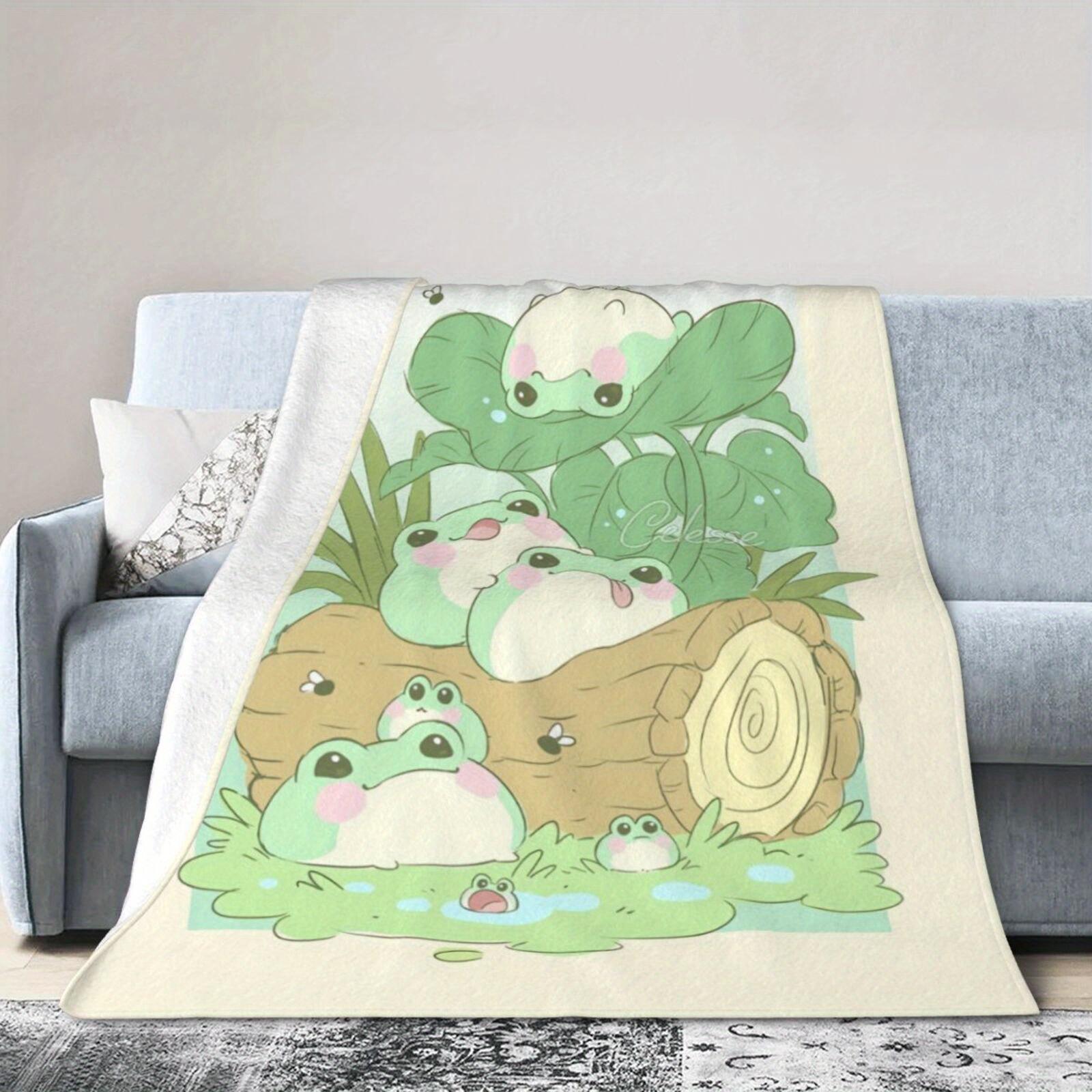 

Cutefeline frogthemed pattern Flannel printed blanket suitable for all seasons suitable for living room office sofa and travel 75x100cm (30x40inch)