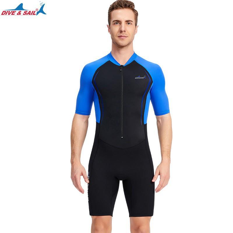 Unisex 1.5mm Neoprene Snorkeling Wetsuit Short Sleeve Shorts Swimming Diving Surfing Winter
