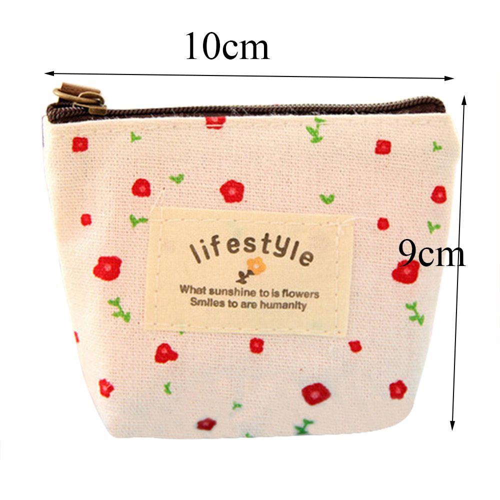 New Change pouch Card Holder Korean Style Zipper Coin Purses Floral Print Flower Canvas