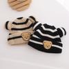 Gorro de Bebé de Raya de Dibujos Animados con Orejas de Oso Lindas Gorro Tejido para Bebé Invierno Cálido Sombreros de Crochet para Niños Gorro para Niños Pequeños Niñas