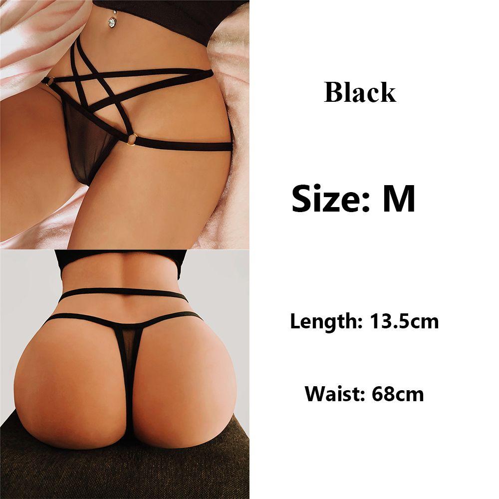 Women Bandage Sheer Thongs Underwear Elastic Straps Sexy Lace Panties Transparent G-string