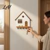 Wall Key Rack for Home Mounted Wooden Holder 5 Hooks Storage Shelf Dual Modern Wood Hanger Installation Options Organizer Entryway Kitchen