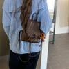 Retro American Brown PU Leather Small Backpack - Versatile Soft Texture Shoulder Bag for Commuting