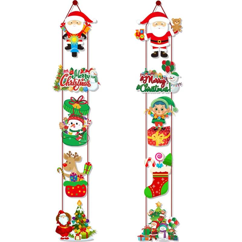 

1pair Merry Christmas Decoration Door Hanging Banner Santa Claus Elf Couplet Xmas Hanging Decor For Yard Front Door Xmas Gifts